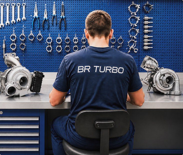 Especialista de BR Turbo reconstruyendo un turbocompresor